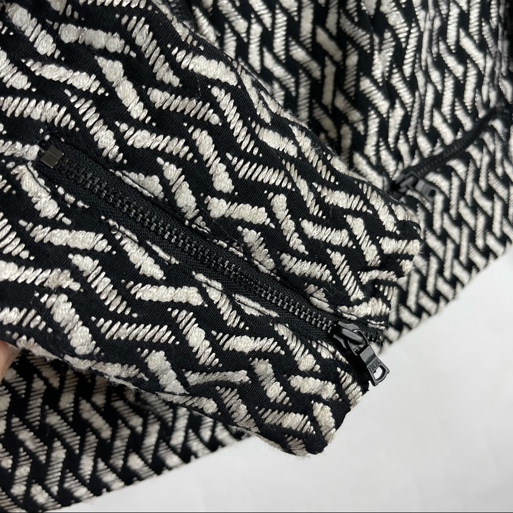 Alice + Olivia Black White Sahara Basket Weave Jacket Shoulder Pads XS - Picture 3 of 6